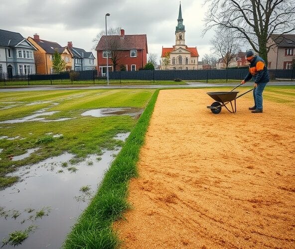 Czy piaskowanie trawników w Błoniu zredukuje kałuże po ulewach?