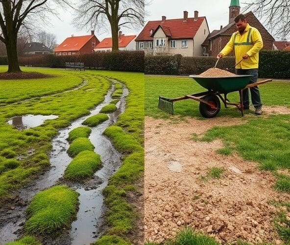 Czy piaskowanie trawników w Błoniu ograniczy kałuże i mech?
