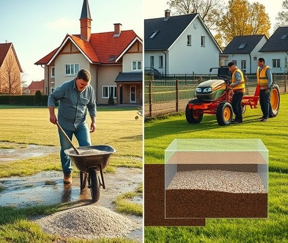 Samemu czy firmie zlecić piaskowanie trawników w Błoniu dla drenażu?