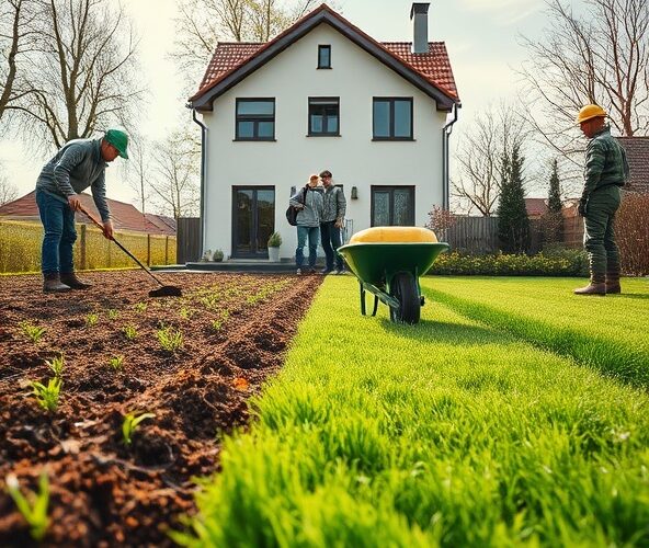 Siew czy darń z rolki przy zakładaniu ogrodu w Książenicach?