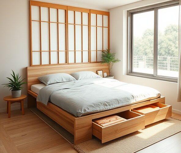 Jak wybrać łóżko japońskie do kawalerki z funkcją przechowywania?